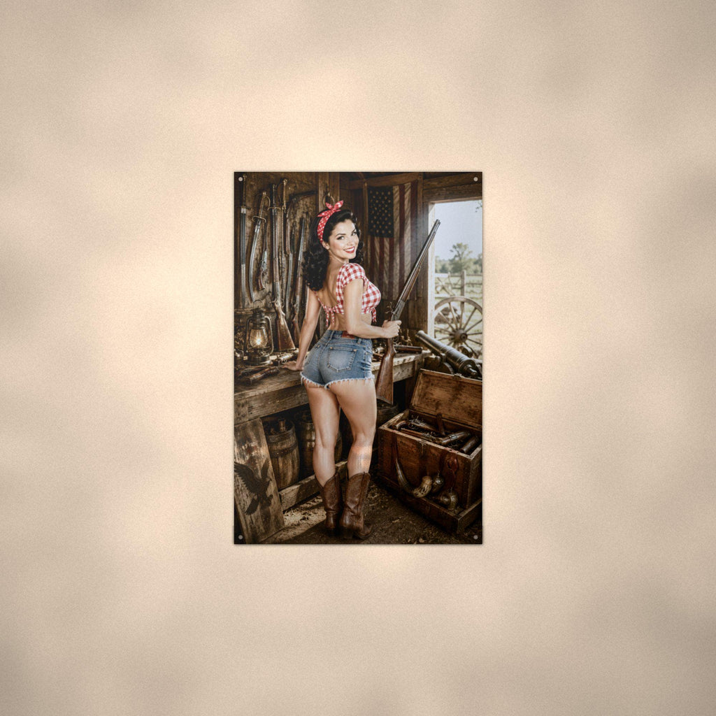 Workshop Guns Girl Aluminum Sign — alternate angle
