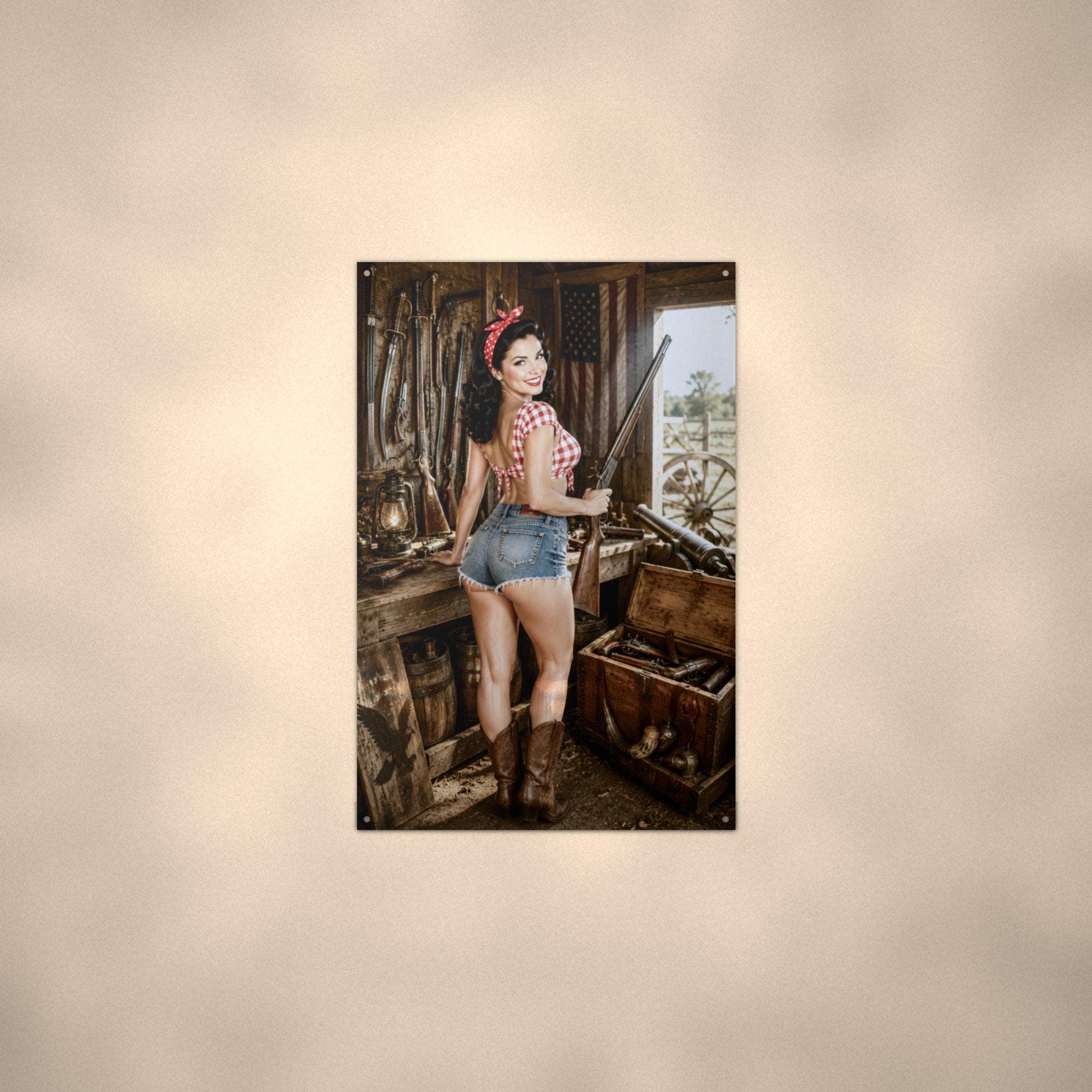 Workshop Guns Girl Aluminum Sign — alternate angle
