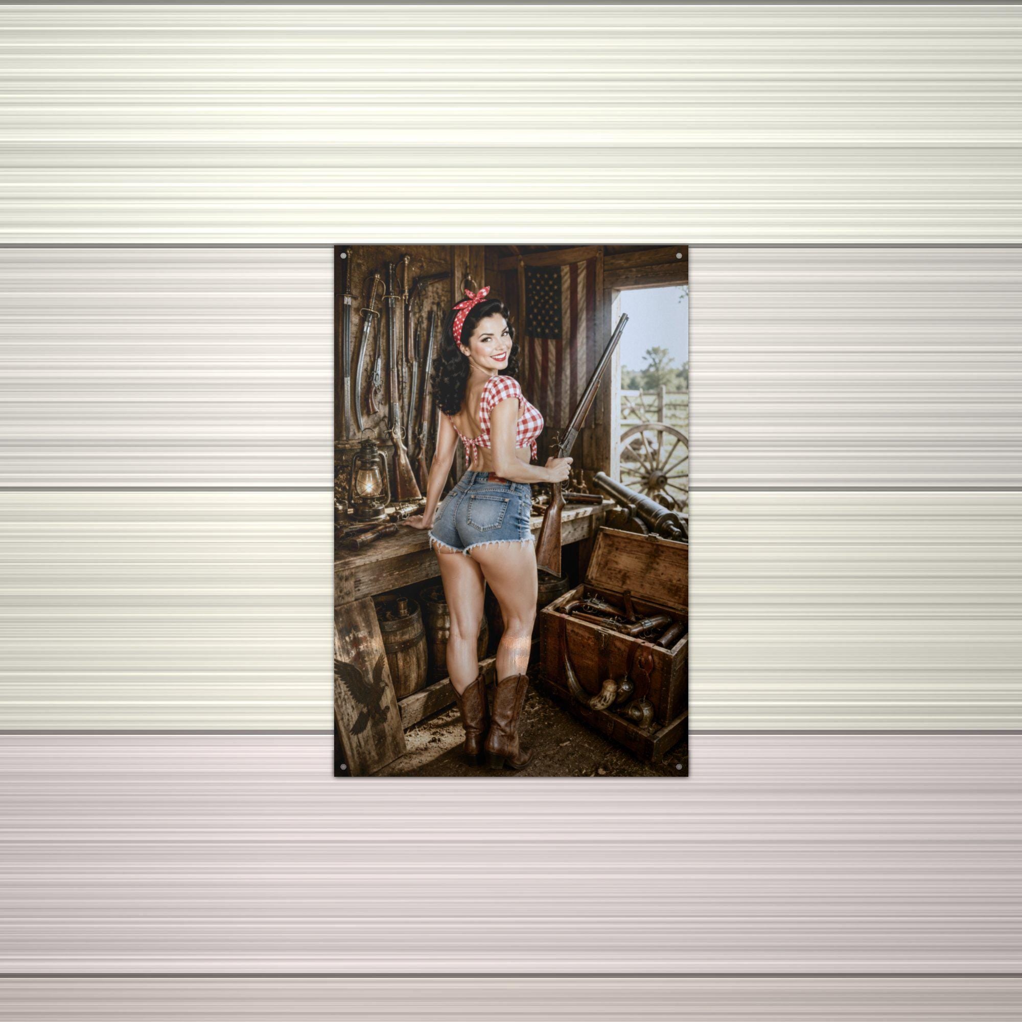 Workshop Guns Girl Aluminum Sign — alternate angle