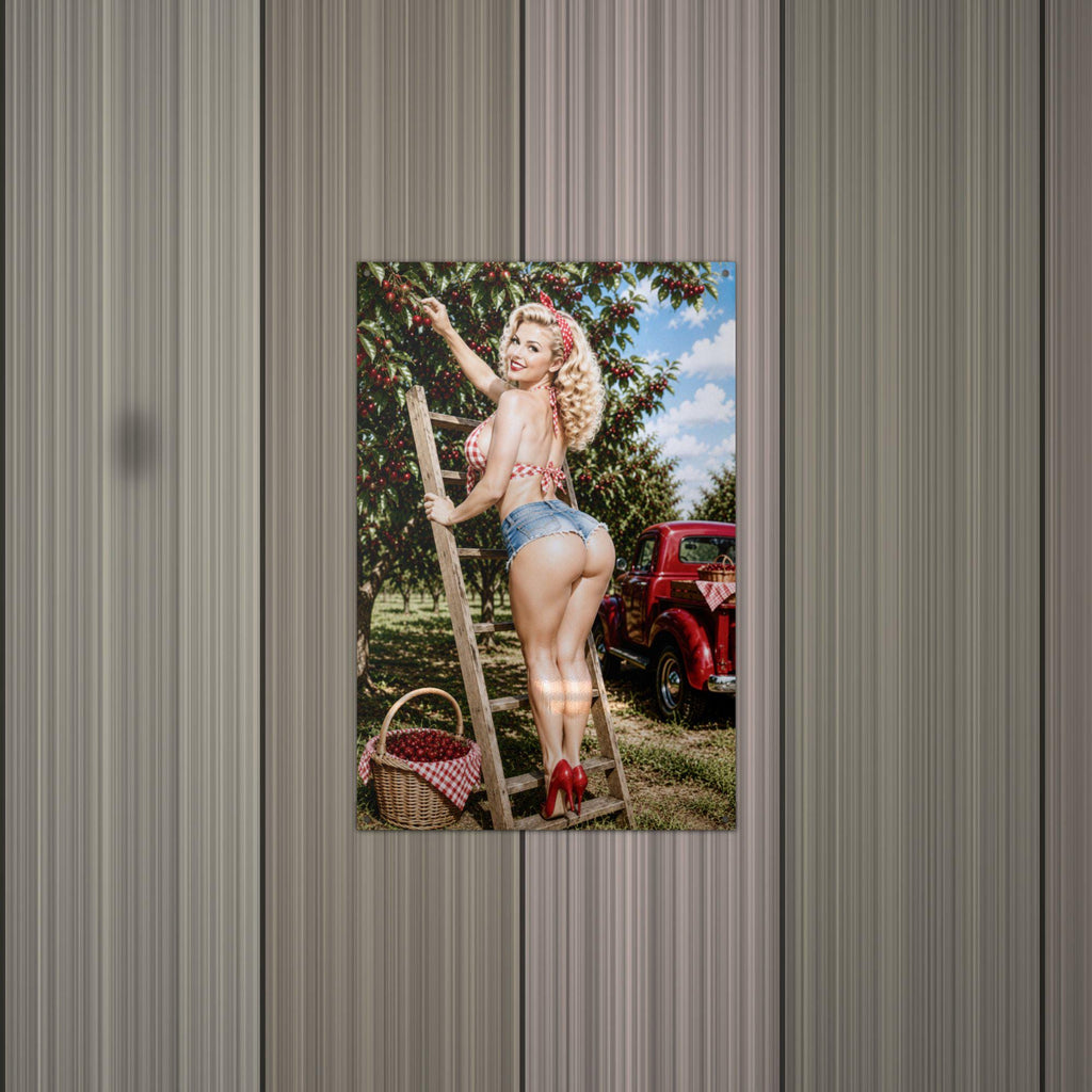 Cherry Orchard Ladder Aluminum Sign — alternate angle