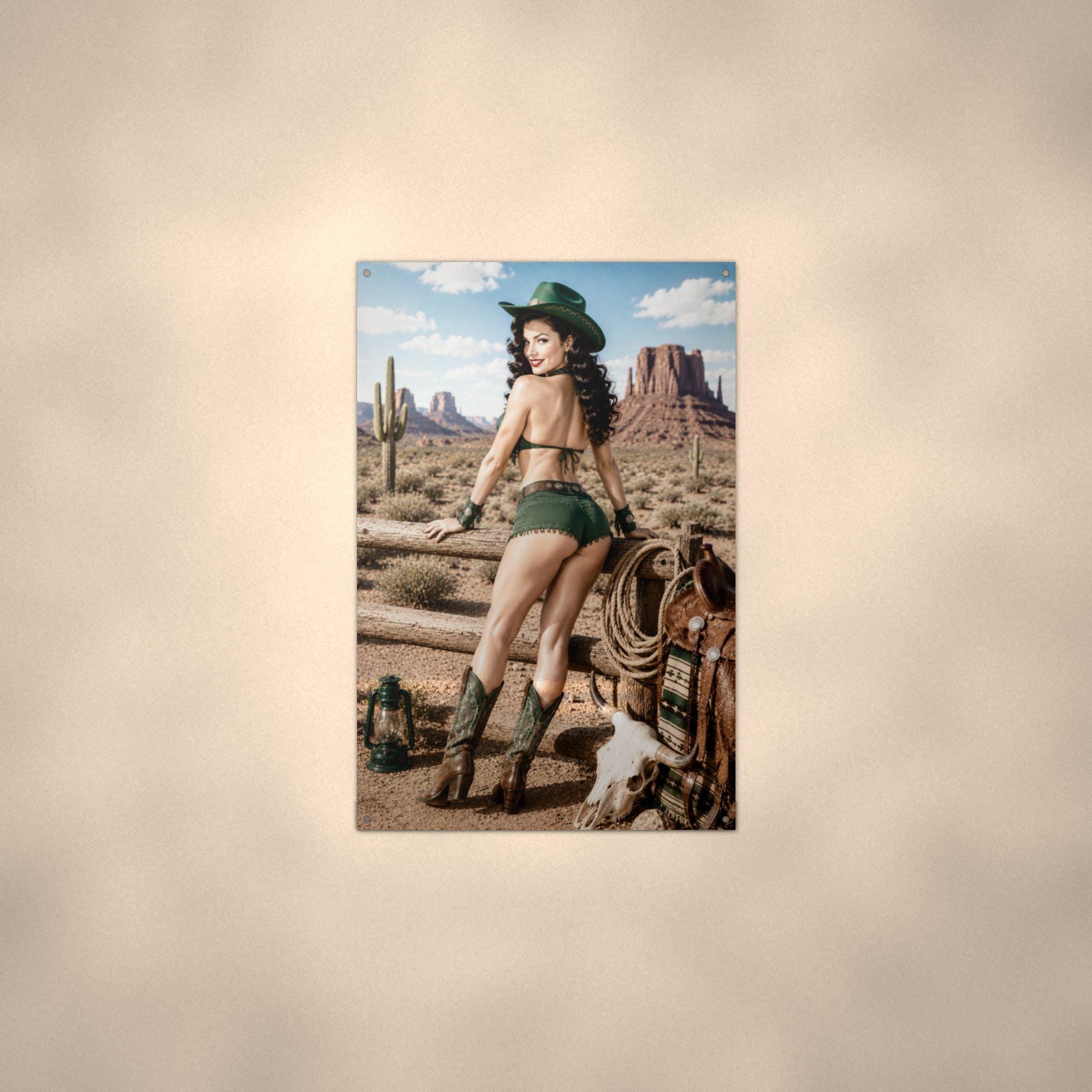 Saddle Desert Cowgirl Aluminum Sign — alternate angle