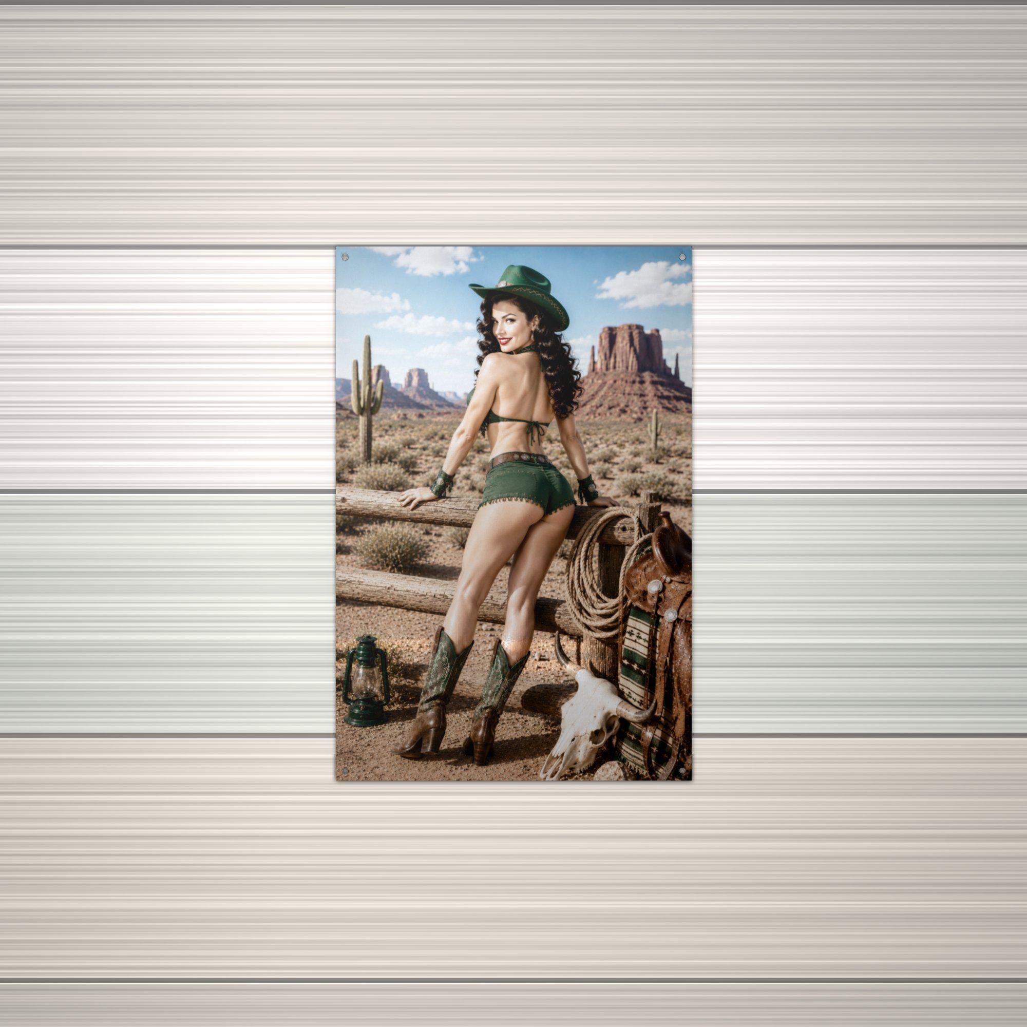 Saddle Desert Cowgirl Aluminum Sign — alternate angle