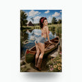 Canoe Lake Girl Metal Wall Art Aluminum Sign — front view on white background