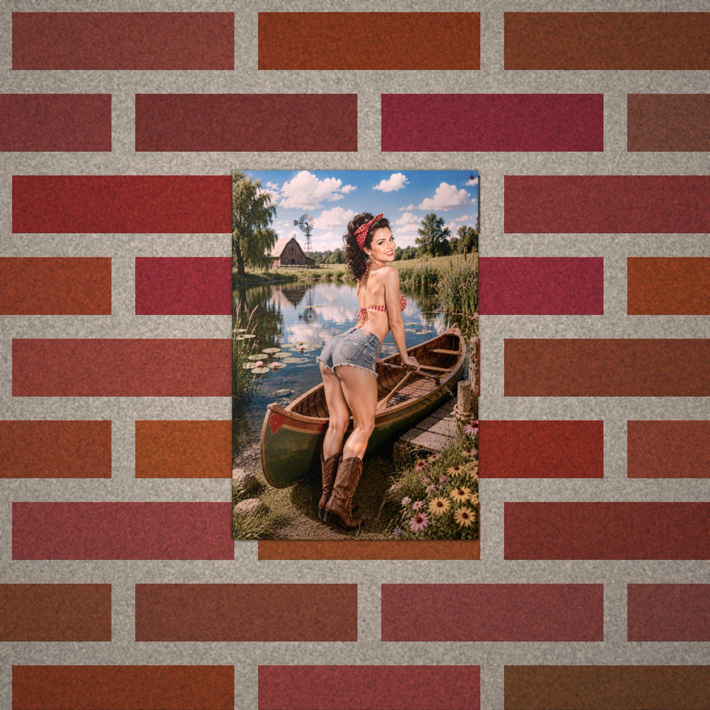 Canoe Lake Girl Metal Wall Art Aluminum Sign — alternate angle