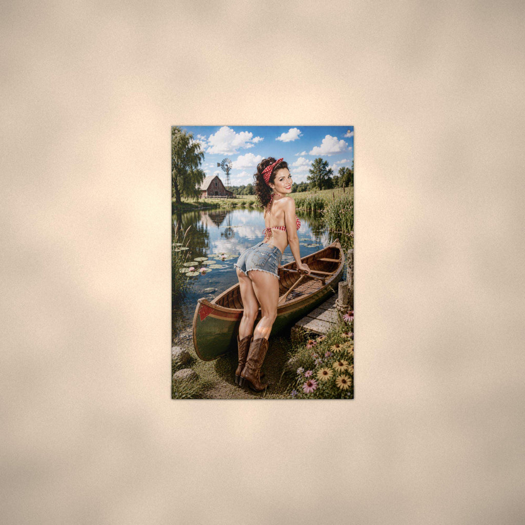 Canoe Lake Girl Metal Wall Art Aluminum Sign — alternate angle