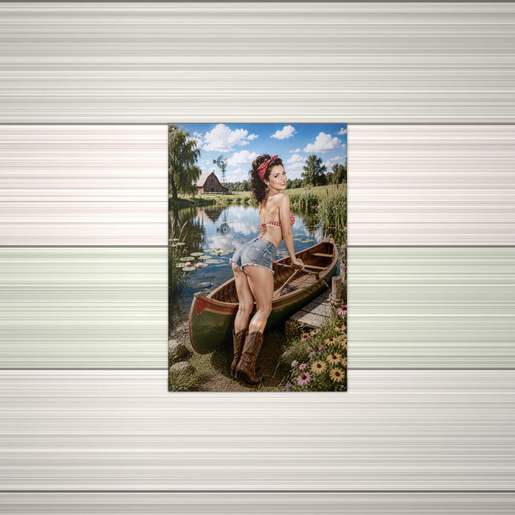 Canoe Lake Girl Metal Wall Art Aluminum Sign — alternate angle