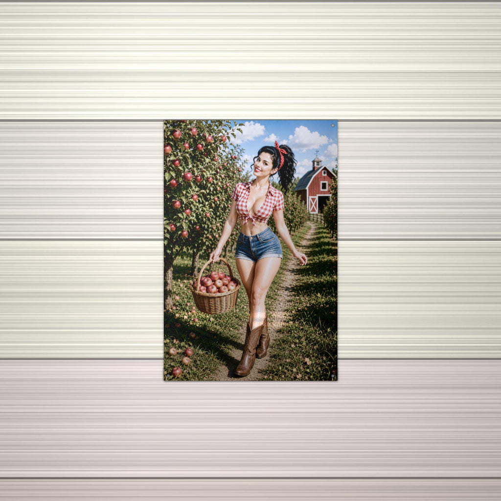 Apple Basket Girl Aluminum Sign — alternate angle