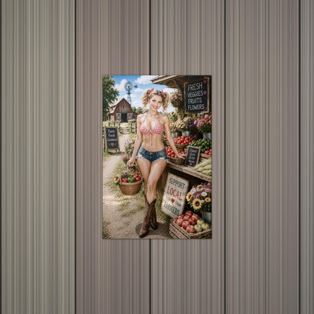 Veggie Stand Blonde Aluminum Sign — alternate angle