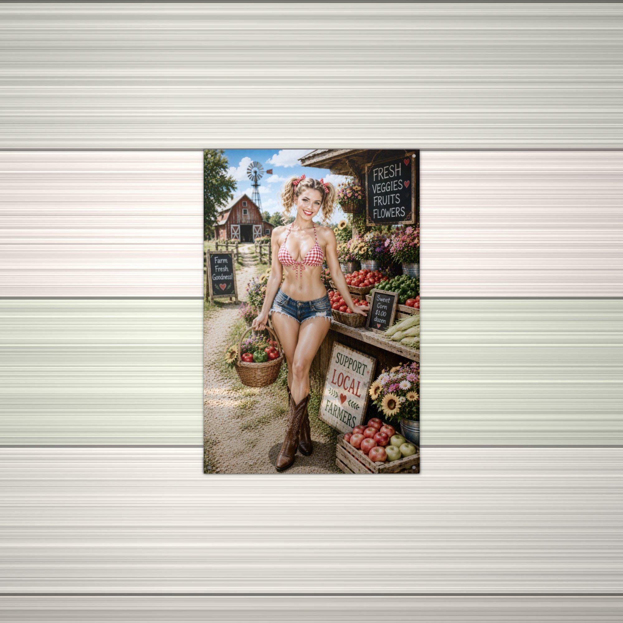 Veggie Stand Blonde Aluminum Sign — alternate angle
