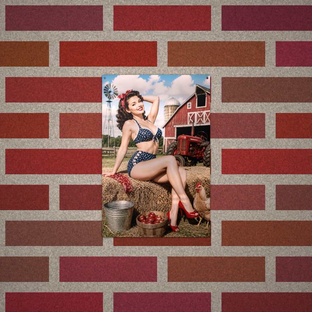 Patriotic Hay Girl Aluminum Sign — alternate angle
