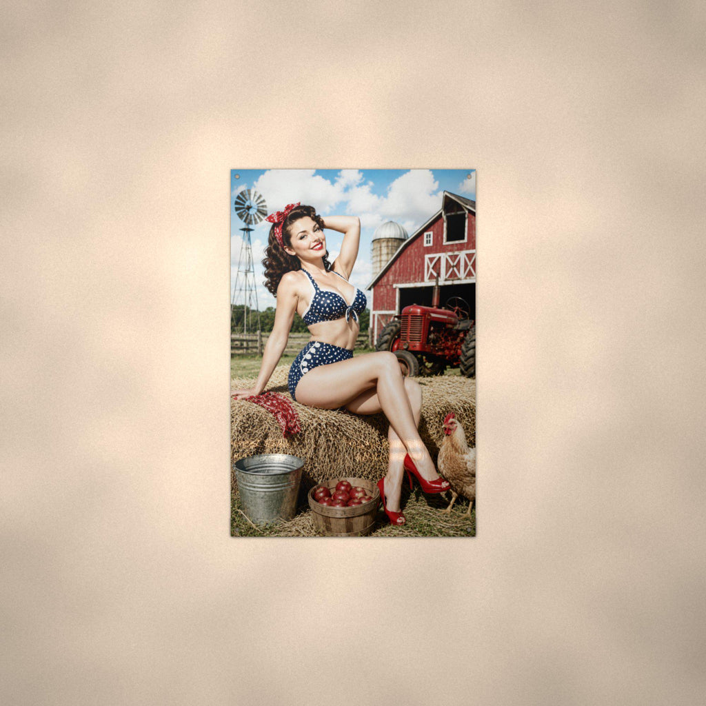 Patriotic Hay Girl Aluminum Sign — alternate angle