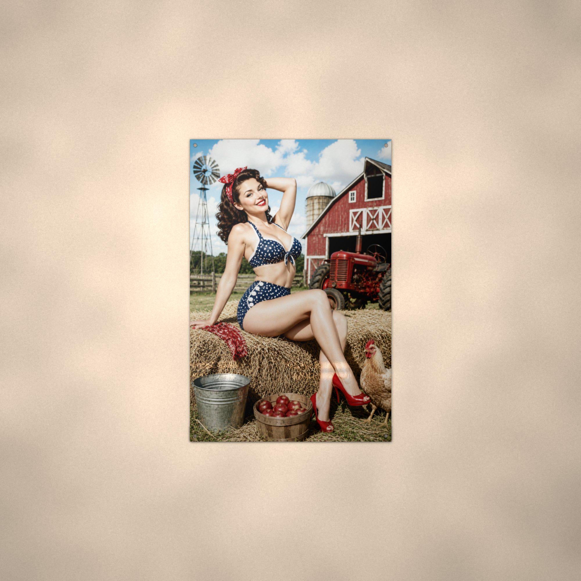 Patriotic Hay Girl Aluminum Sign — alternate angle