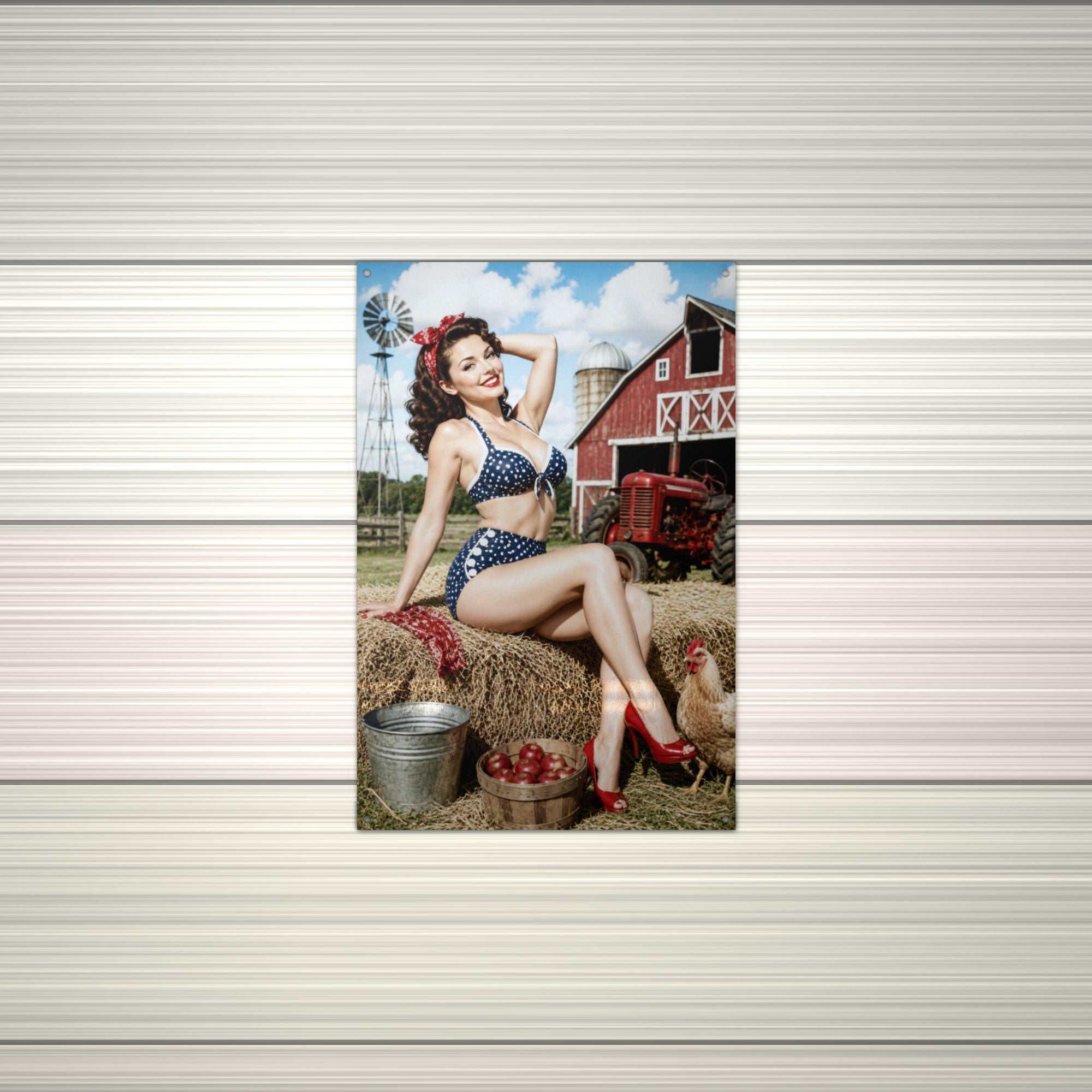 Patriotic Hay Girl Aluminum Sign — alternate angle