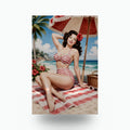 Striped Bikini Beach Metal Wall Art Aluminum Sign — front view on white background
