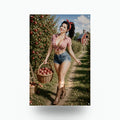 Apple Picking Girl Aluminum Sign — front view on white background