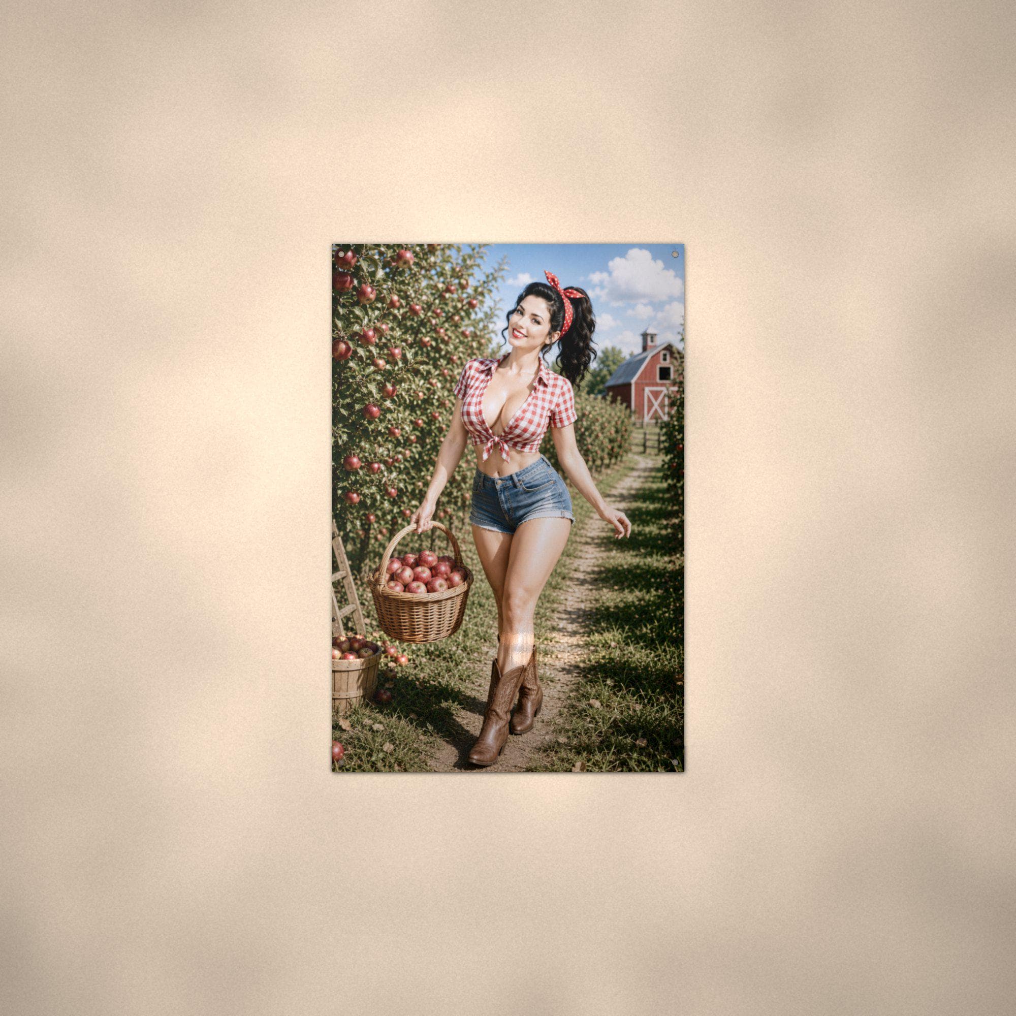 Apple Picking Girl Aluminum Sign — alternate angle