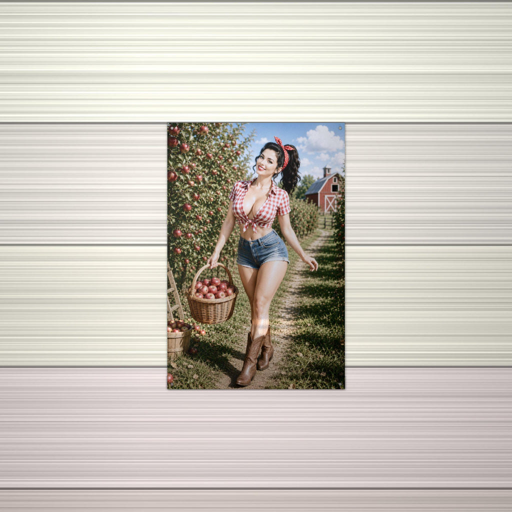 Apple Picking Girl Aluminum Sign — alternate angle