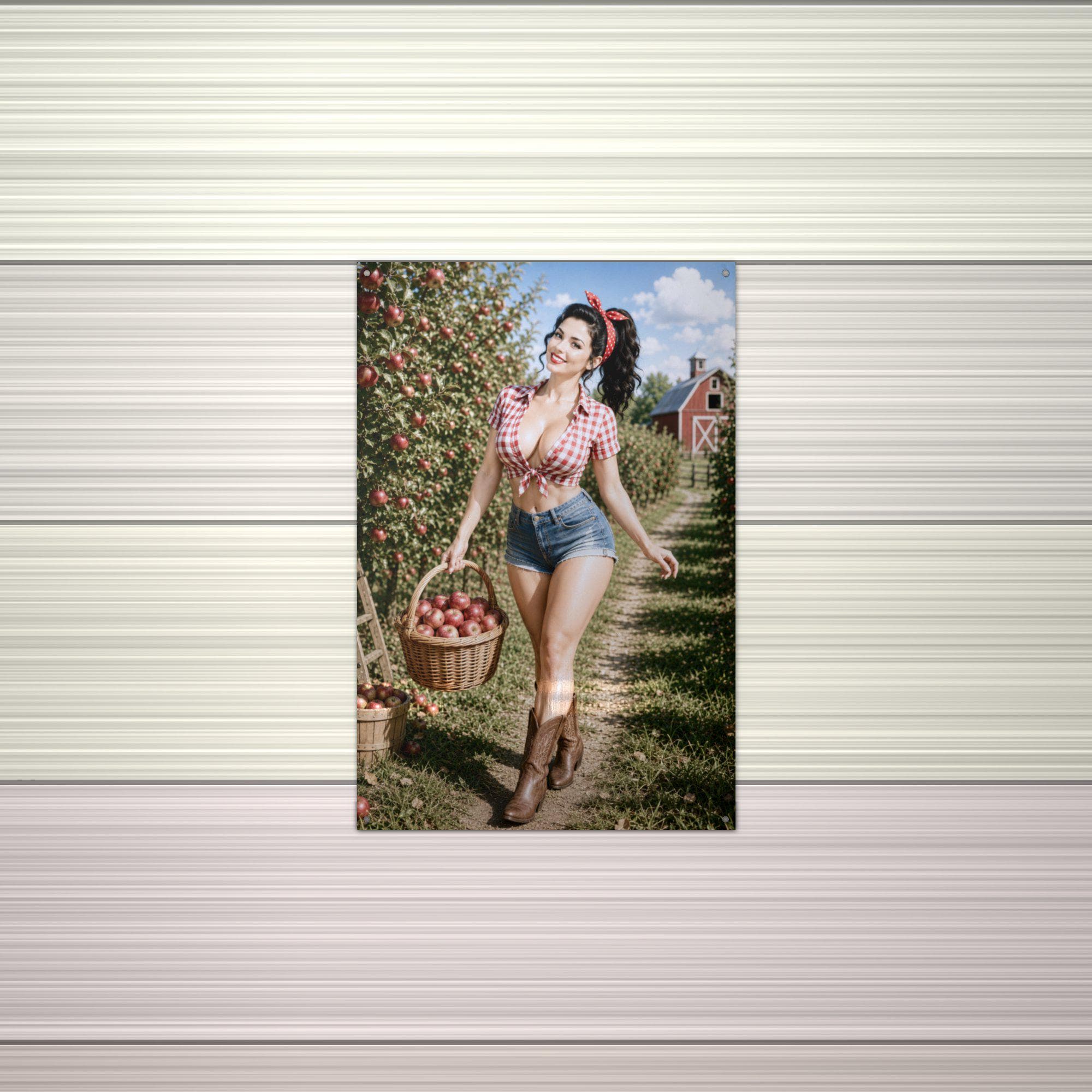 Apple Picking Girl Aluminum Sign — alternate angle