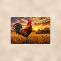 Rooster in the Wheat Field aluminum metal sign 12" x 8" - front view on warm wall
