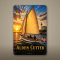 Classic Wooden Cutter Metal Wall Art, Aluminum Sign, Marblehead Massachusetts Nautical Decor, Sailboat Wall Hanging, Coastal Gift