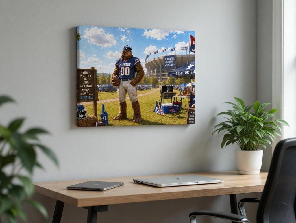 Football Bigfoot Canvas Print Canvas Print — front view on white background