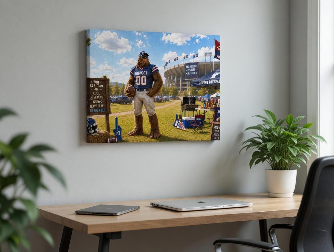 Football Bigfoot Canvas Print Canvas Print — front view on white background