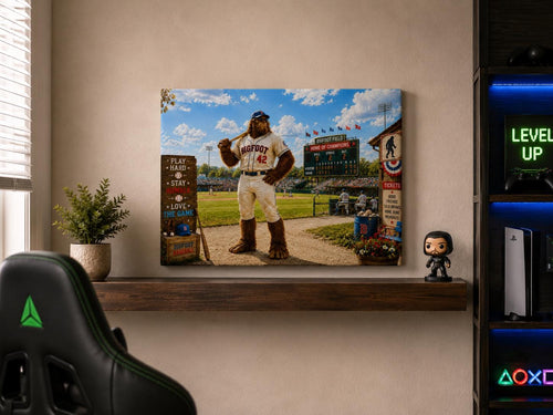 Baseball Bigfoot Canvas Print Canvas Print — front view on white background