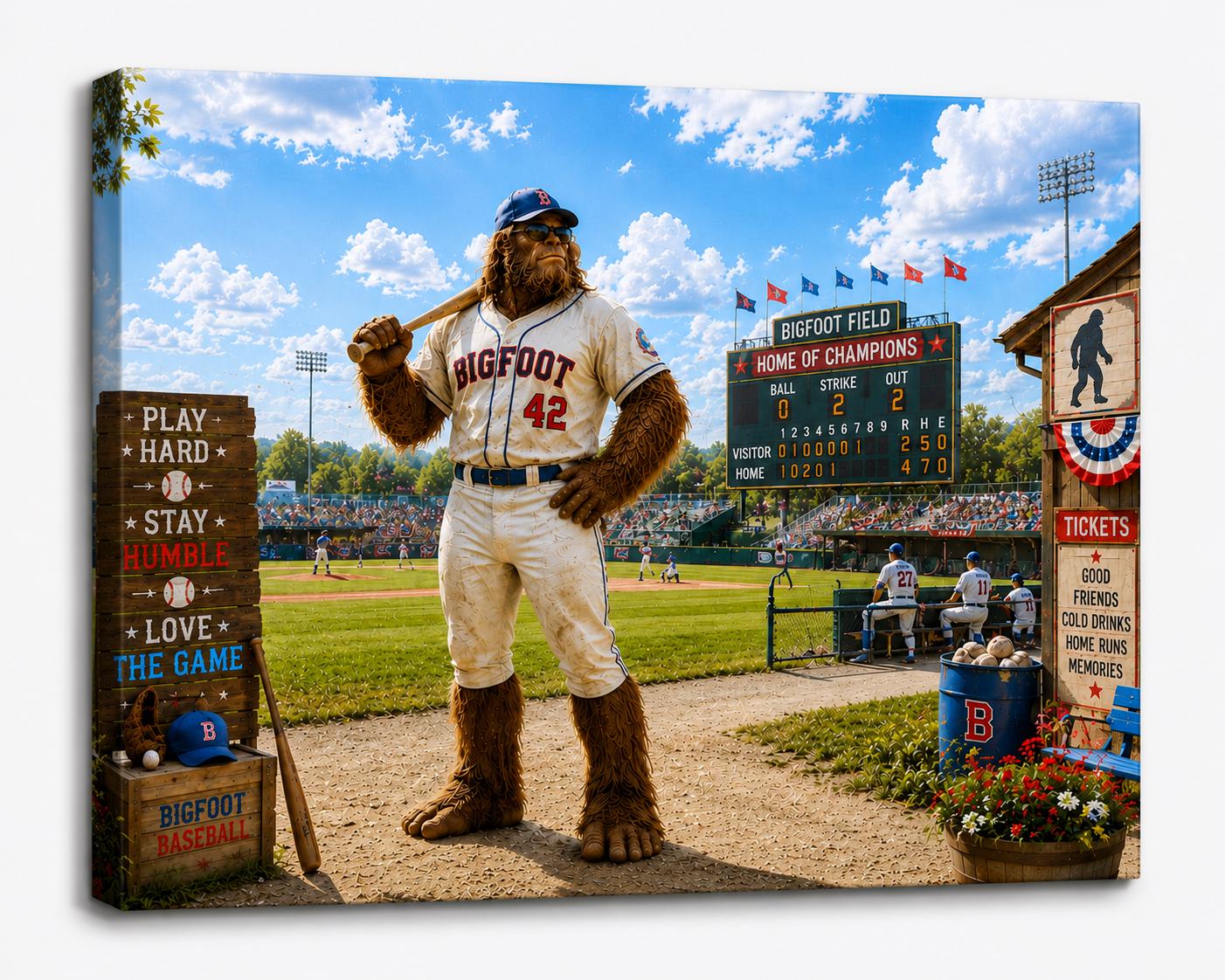 Baseball Bigfoot Canvas Print Canvas Print — alternate angle