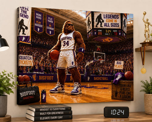 Basketball Bigfoot Canvas Print Canvas Print — front view on white background