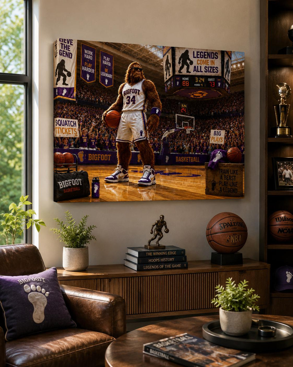 Basketball Bigfoot Canvas Print Canvas Print — lifestyle setting