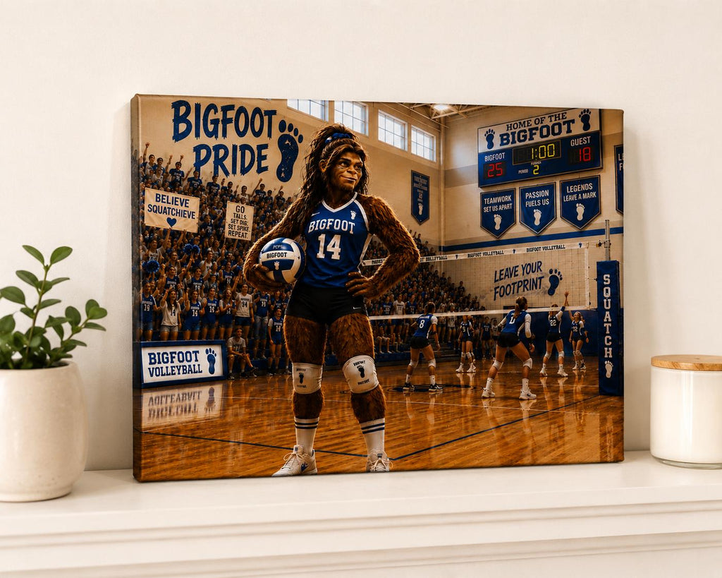 Volleyball Bigfoot Canvas Print Canvas Print — front view on white background