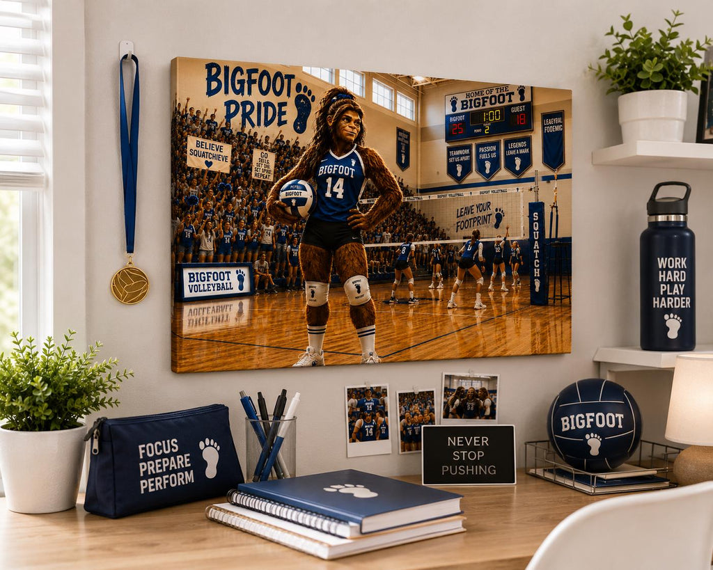 Volleyball Bigfoot Canvas Print Canvas Print — lifestyle setting