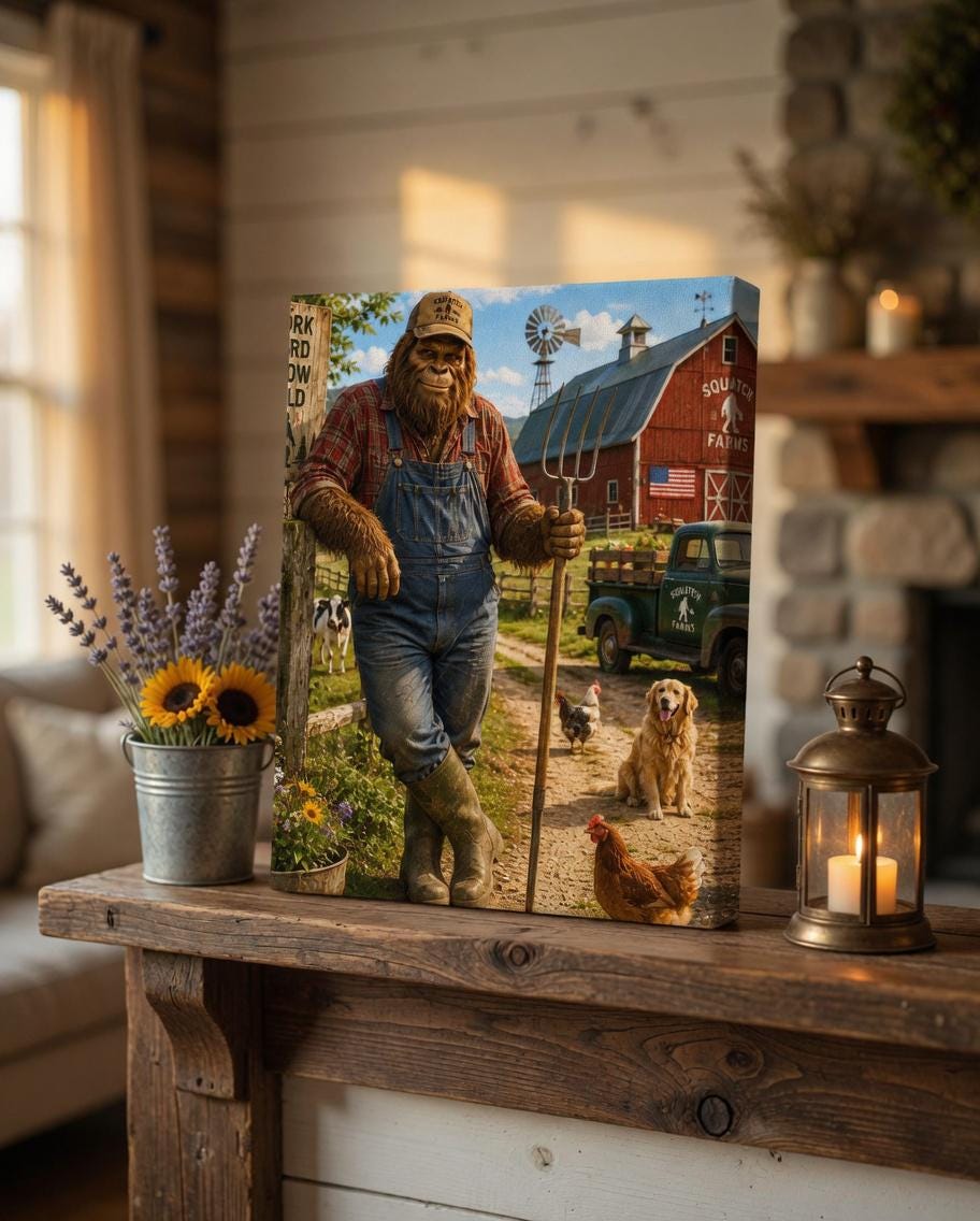 Farmer Bigfoot Canvas Print Canvas Print — detail view
