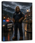 Police Officer Bigfoot Canvas Print Canvas Print — front view on white background