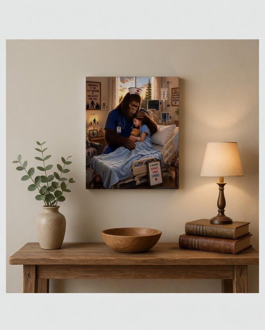 Nurse Bigfoot Canvas Print Canvas Print — lifestyle setting