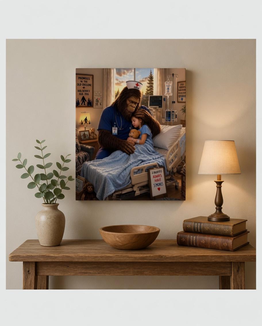Nurse Bigfoot Canvas Print Canvas Print — detail view