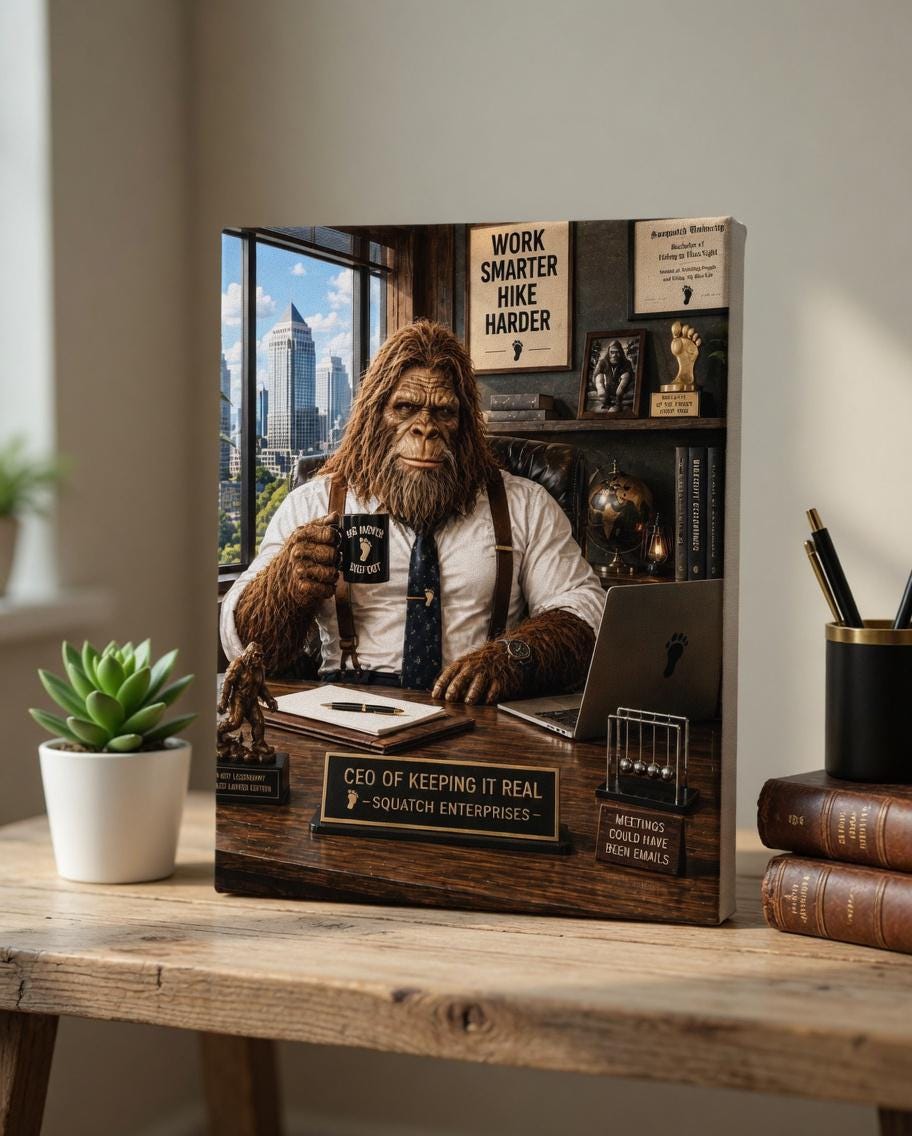 Office Bigfoot Canvas Print Canvas Print — front view on white background