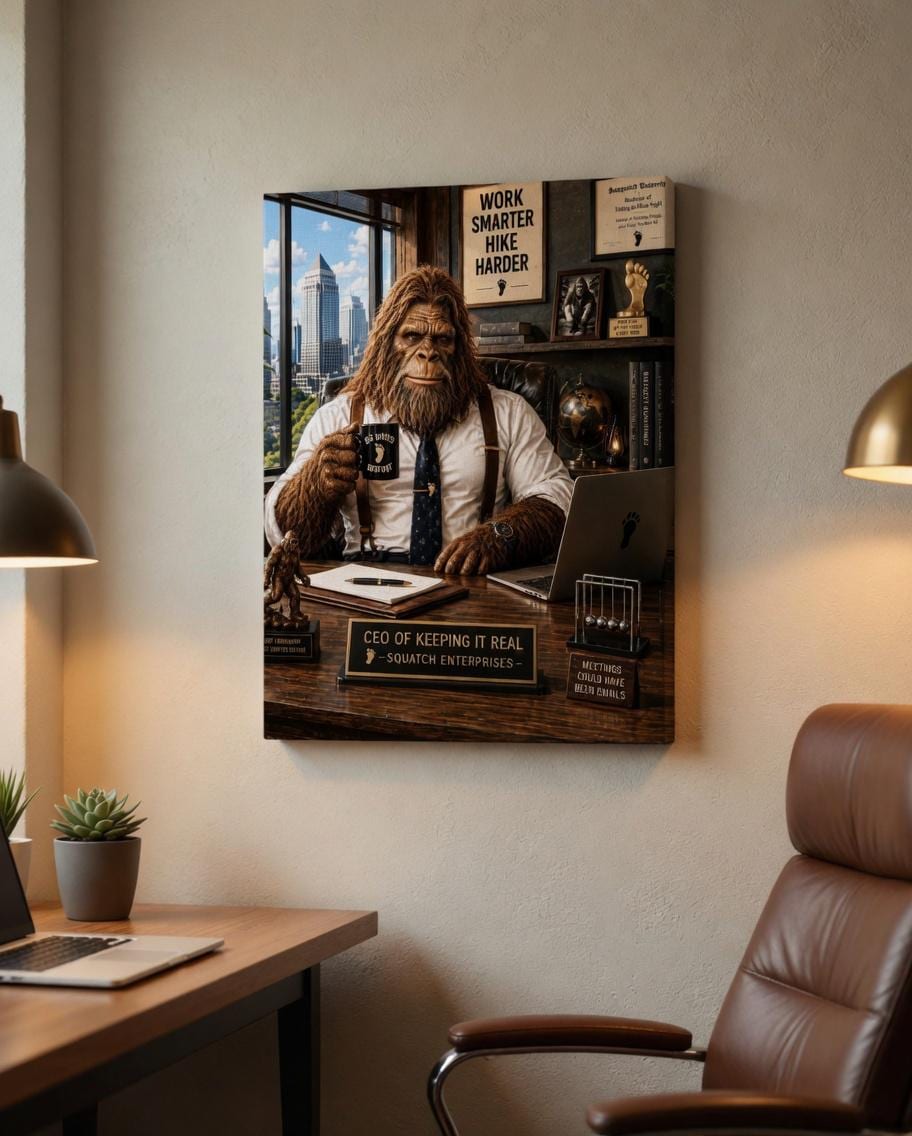Office Bigfoot Canvas Print Canvas Print — lifestyle setting