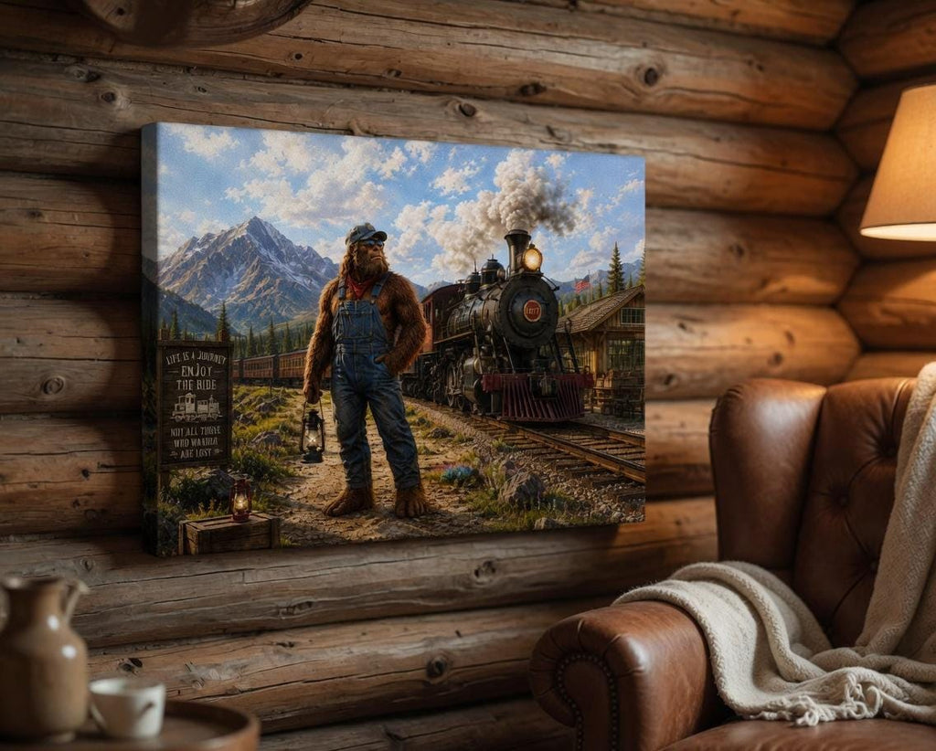 Train Conductor Bigfoot Canvas Print Canvas Print — detail view
