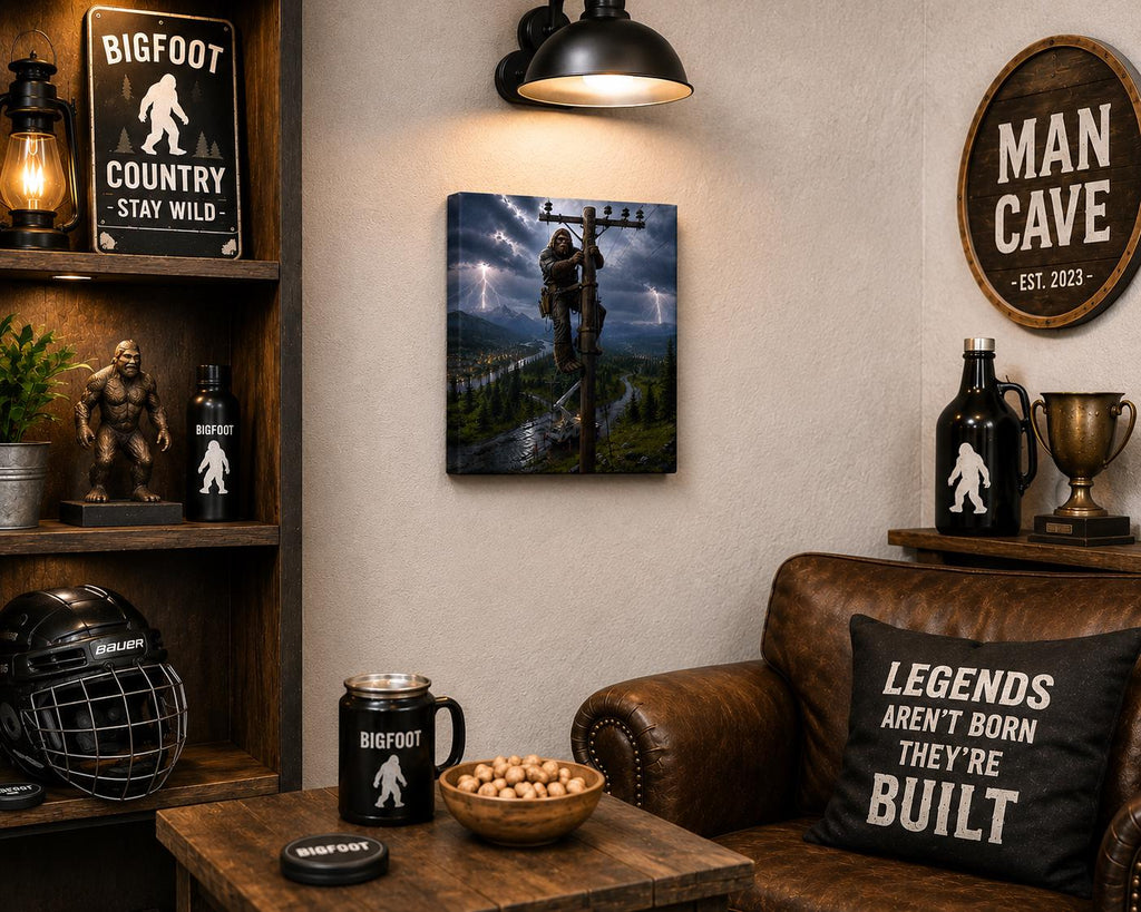 Lineman Bigfoot Canvas Print Canvas Print — lifestyle setting