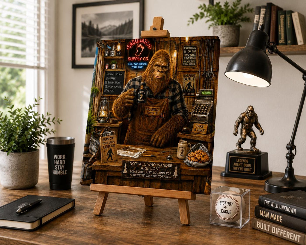 Blue Collar Bigfoot Canvas Print Canvas Print — lifestyle setting