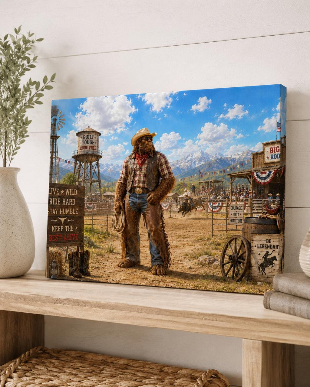 Rodeo Bigfoot Canvas Print Canvas Print — front view on white background