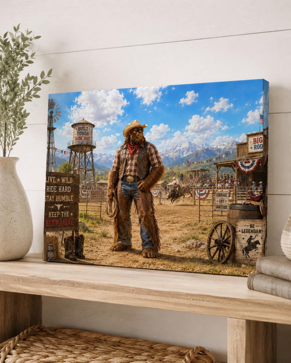 Rodeo Bigfoot Canvas Print Canvas Print — front view on white background