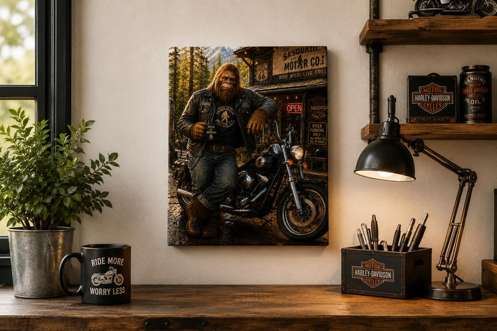 Motorcycle Bigfoot Canvas Print Canvas Print — detail view