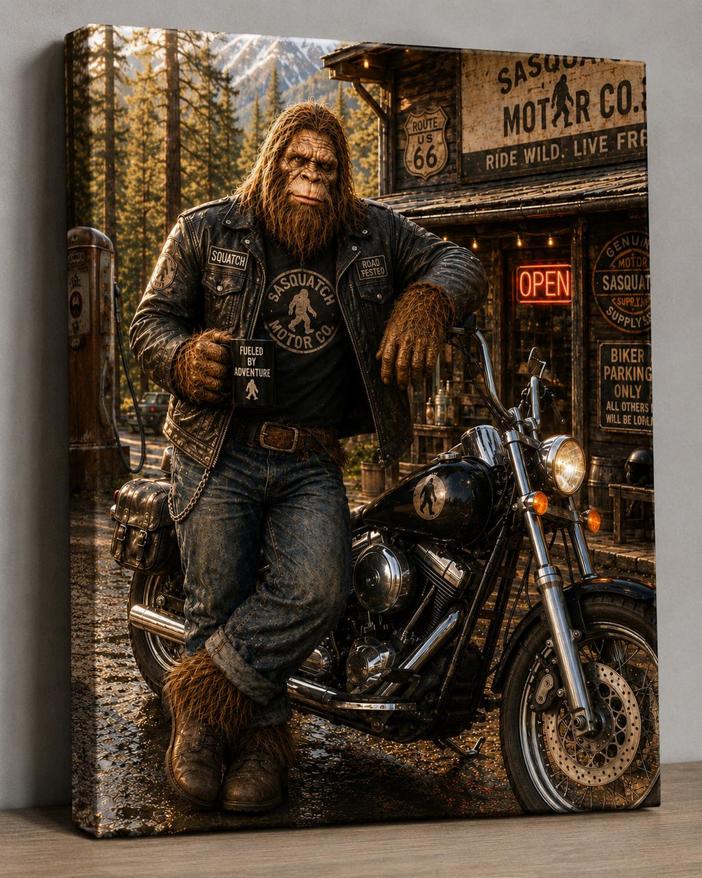 Motorcycle Bigfoot Canvas Print Canvas Print — alternate angle