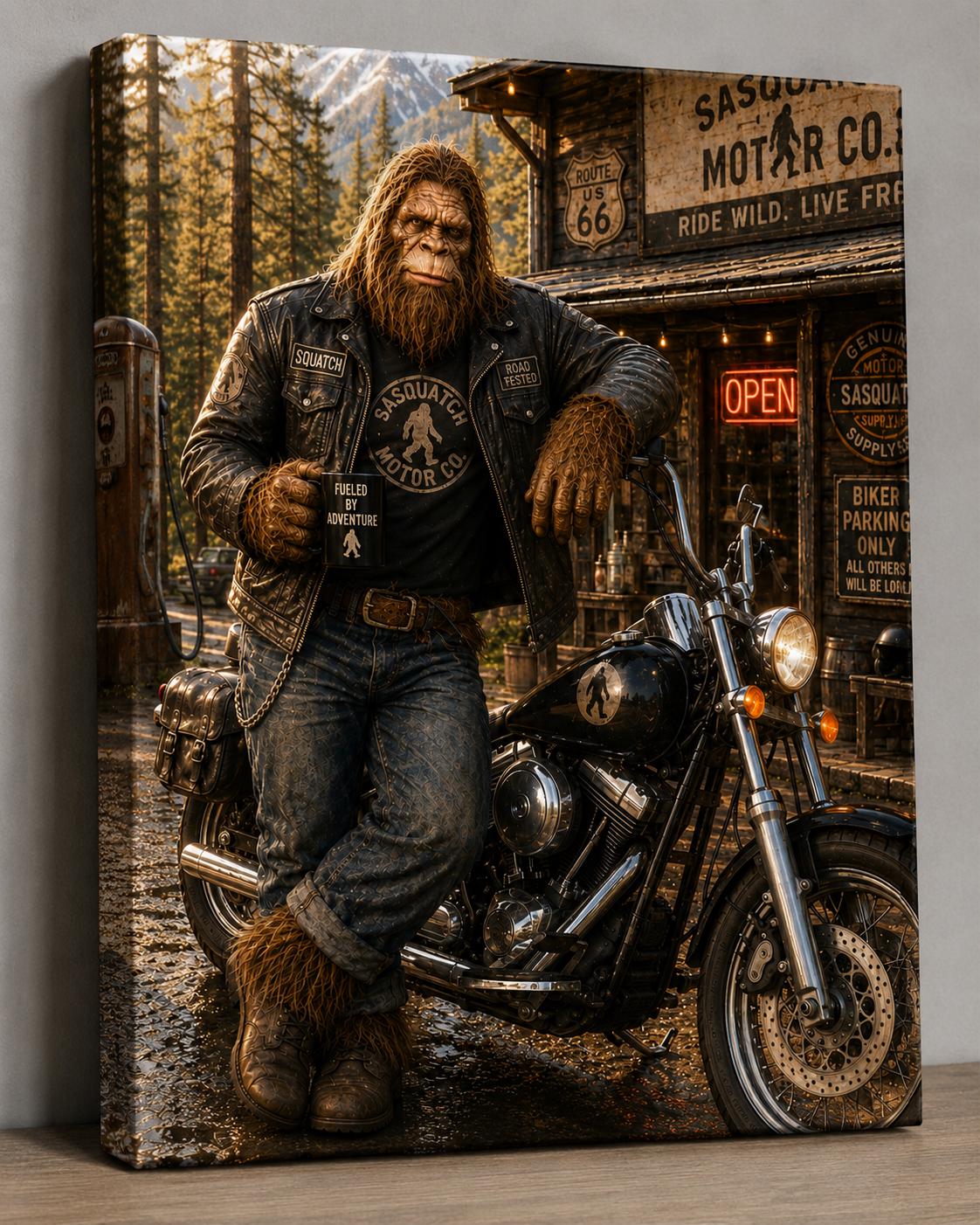 Motorcycle Bigfoot Canvas Print Canvas Print — alternate angle