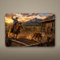 Ranch Rider and Dog Aluminum Sign Metal Dog Sign — front view on white background