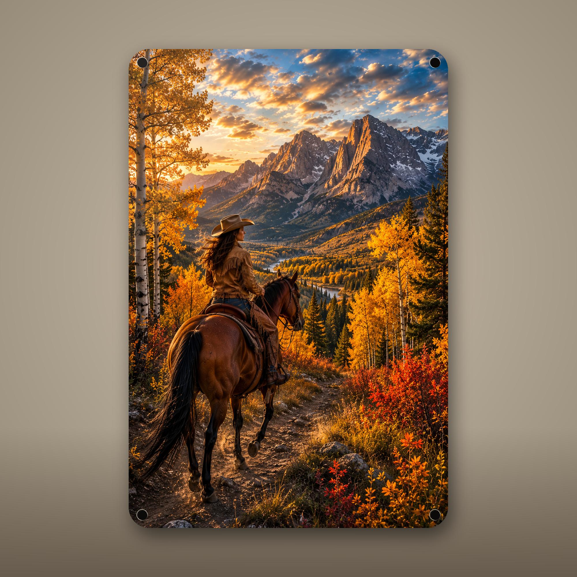 Mountain Rider Overlook Aluminum Sign Aluminum Sign — front view on white background