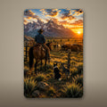Ranch Rider and Herd Aluminum Sign Aluminum Sign — front view on white background