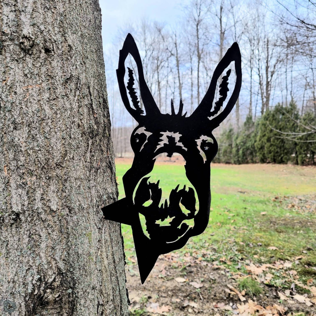 Funny Donkey Metal Garden Stake Metal Garden Stake — front view on white background